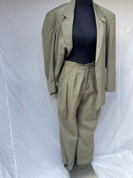 Khaki Pleated Suit (Women’s 34)