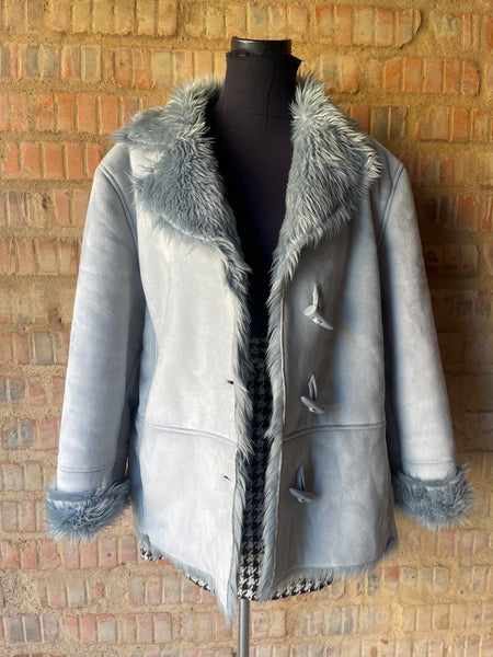 Baby Blue Faux Fur Jacket (2XL)