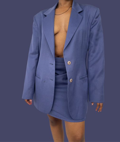 Pure Wool Purple Skirt Suit(34)