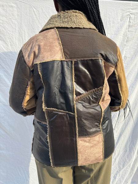 Patchwork Faux Suede Jacket (L)
