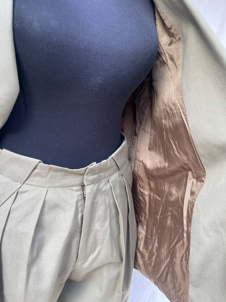 Khaki Pleated Suit (Women’s 34)