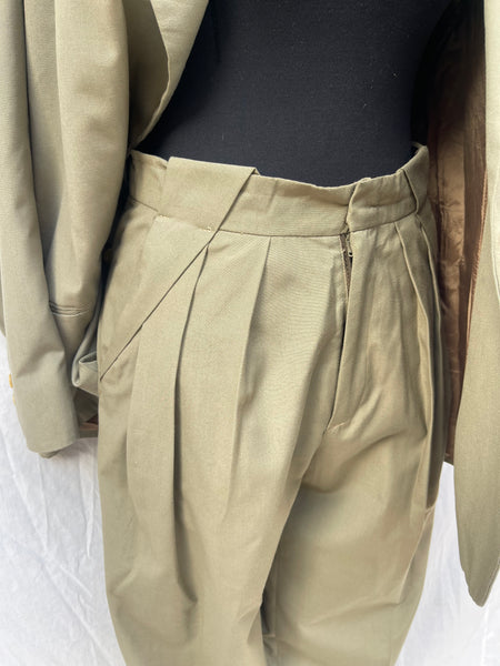 Khaki Pleated Suit (Women’s 34)