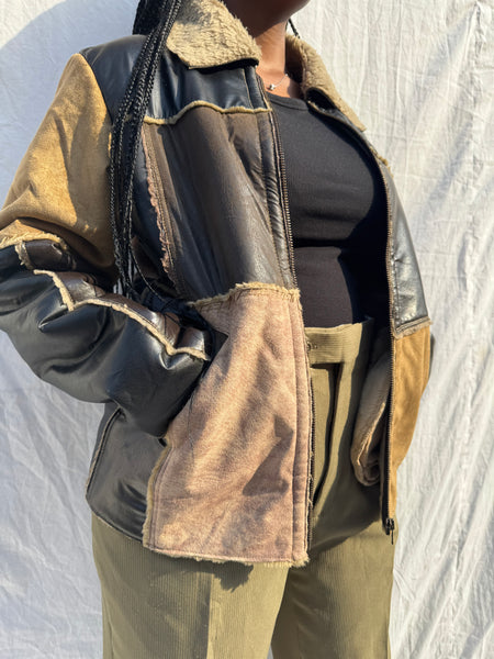 Patchwork Faux Suede Jacket (L)