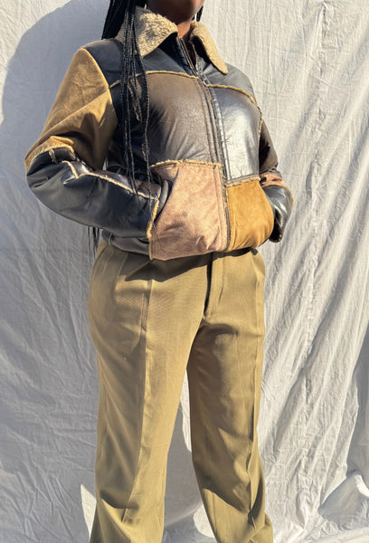 Patchwork Faux Suede Jacket (L)