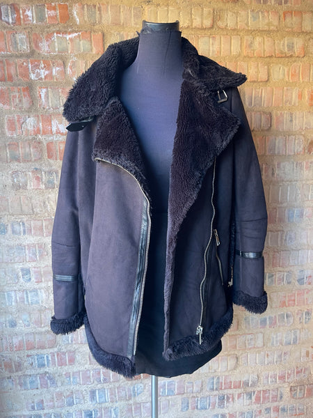 Pull & Bear Faux Suede Jacket (L/36)