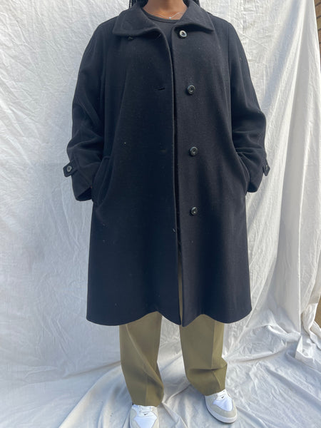 Cashmere & Wool Classic Black Coat (42)