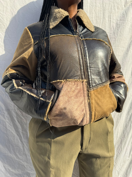 Patchwork Faux Suede Jacket (L)