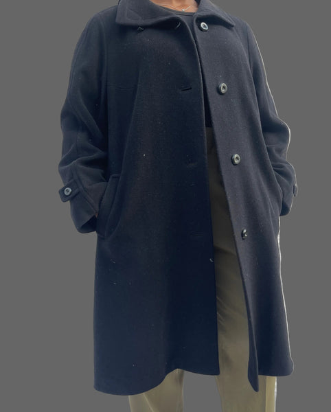 Cashmere & Wool Classic Black Coat (42)
