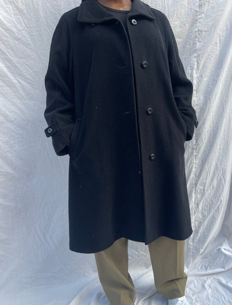 Cashmere & Wool Classic Black Coat (42)
