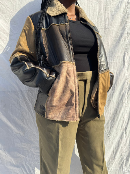 Patchwork Faux Suede Jacket (L)