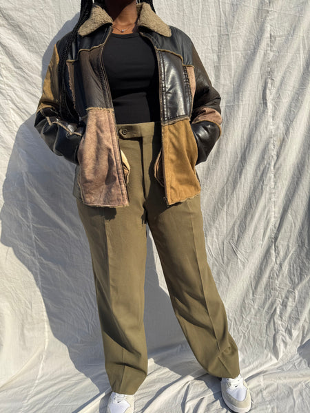 Patchwork Faux Suede Jacket (L)