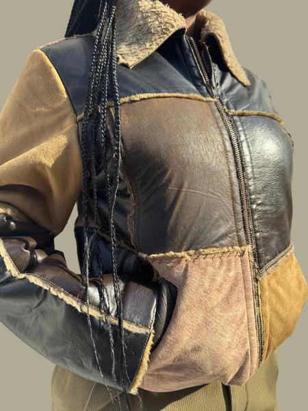 Patchwork Faux Suede Jacket (L)